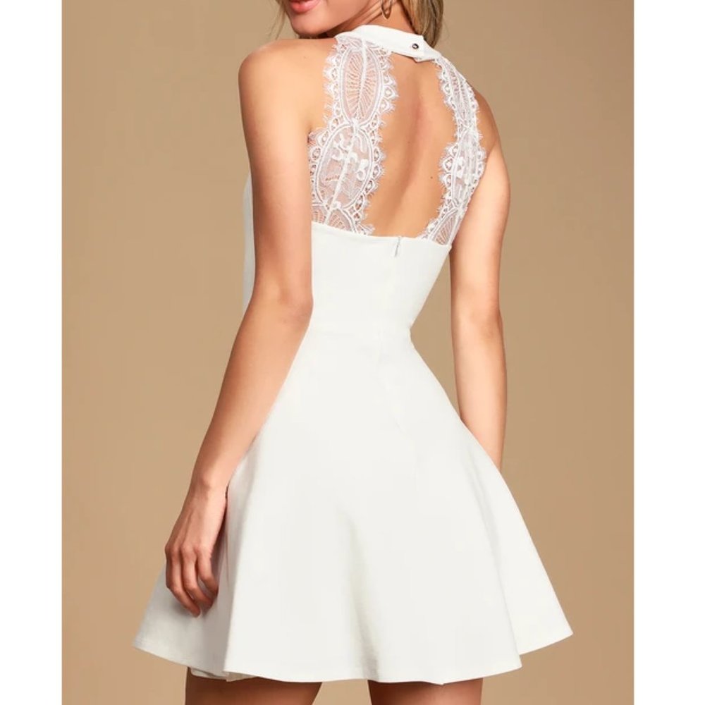 Lulu's Hometown Girl White Lace Skater Dress
